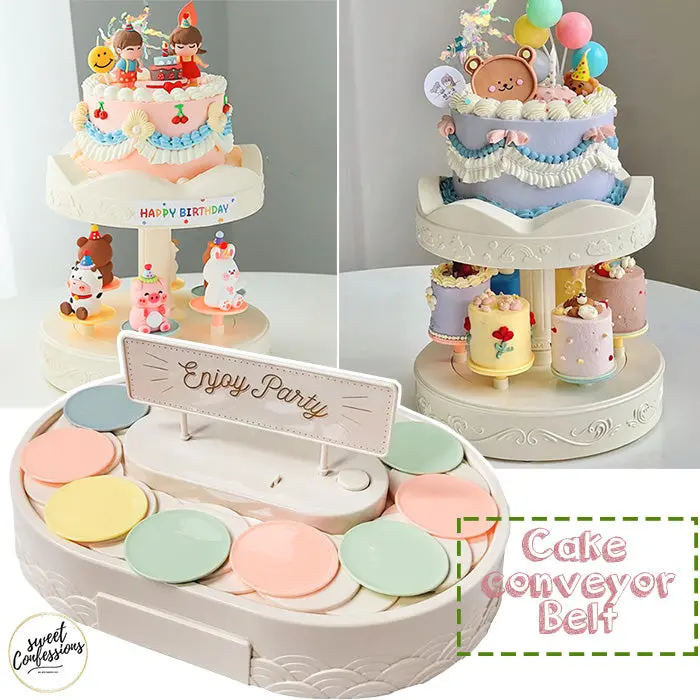 Rotating Sushi-Style Cupcake Stand With Conveyor Belt Display For Parties And Events 1