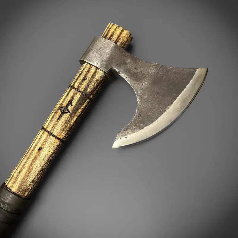 Runed Bearded Axe Replica – Norse Battle Tool 1