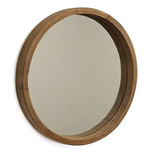 Rutledge & King Riverside Round Wall Mirror – Rustic Wooden Circle Mirror Set (2-Pack) For Bathroom, Bedroom Or Living Room Decor 1