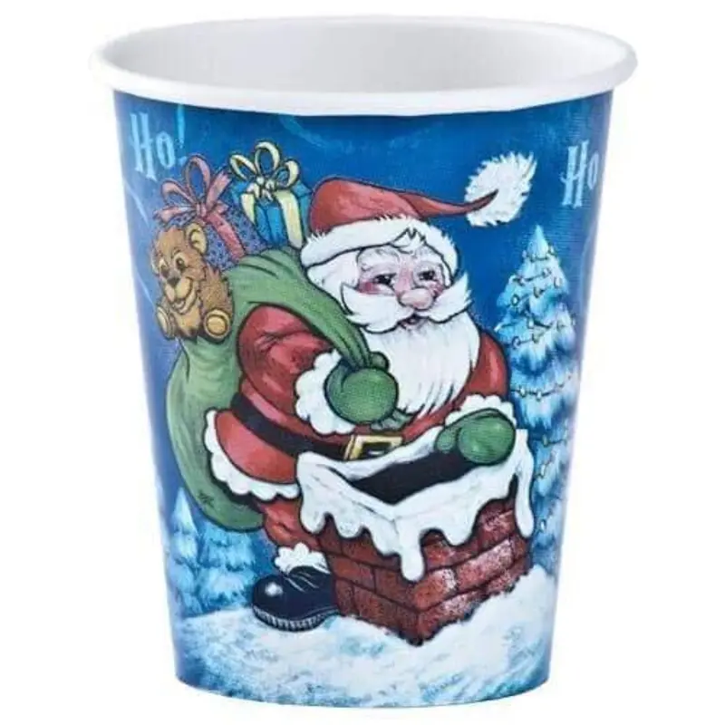 Santa-Illustrated 9-Ounce Heavyweight Christmas Paper Cups – 12-Pack 1