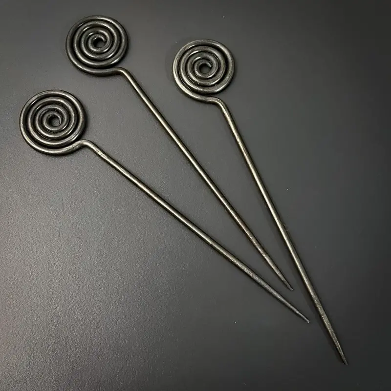 Set Of Three Hand-Forged Steel Cloak Pins 1