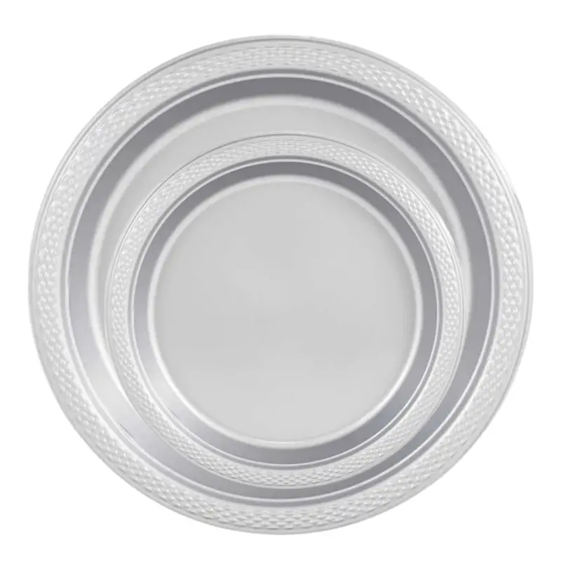 Silver 10-Inch And 7-Inch Disposable Plastic Plate Combo 1