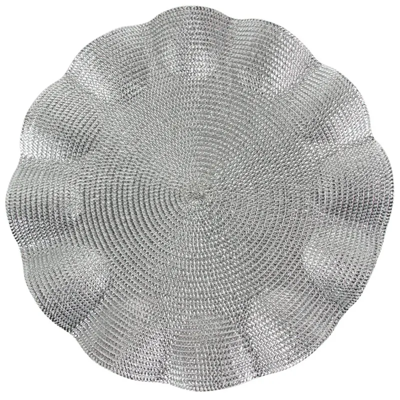 Silver Braided Plastic Charger Plates – 14.5-Inch, 2-Pack 1