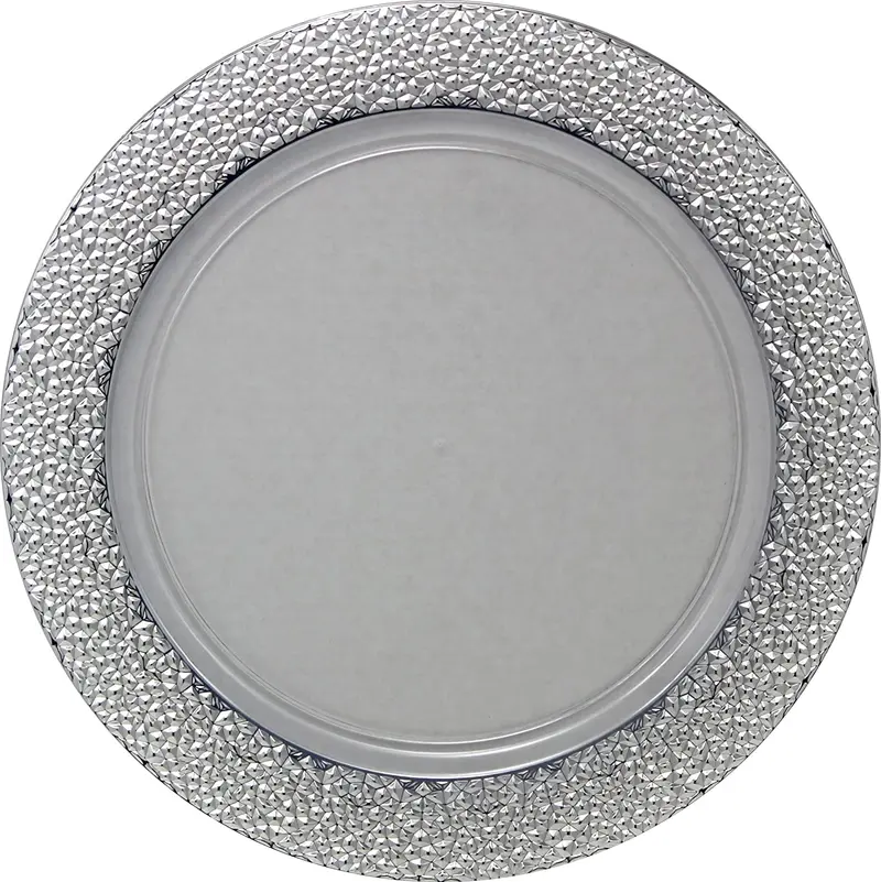 Silver Hammered-Texture Plastic Charger Plates – 13 Inch, 2-Pack 1