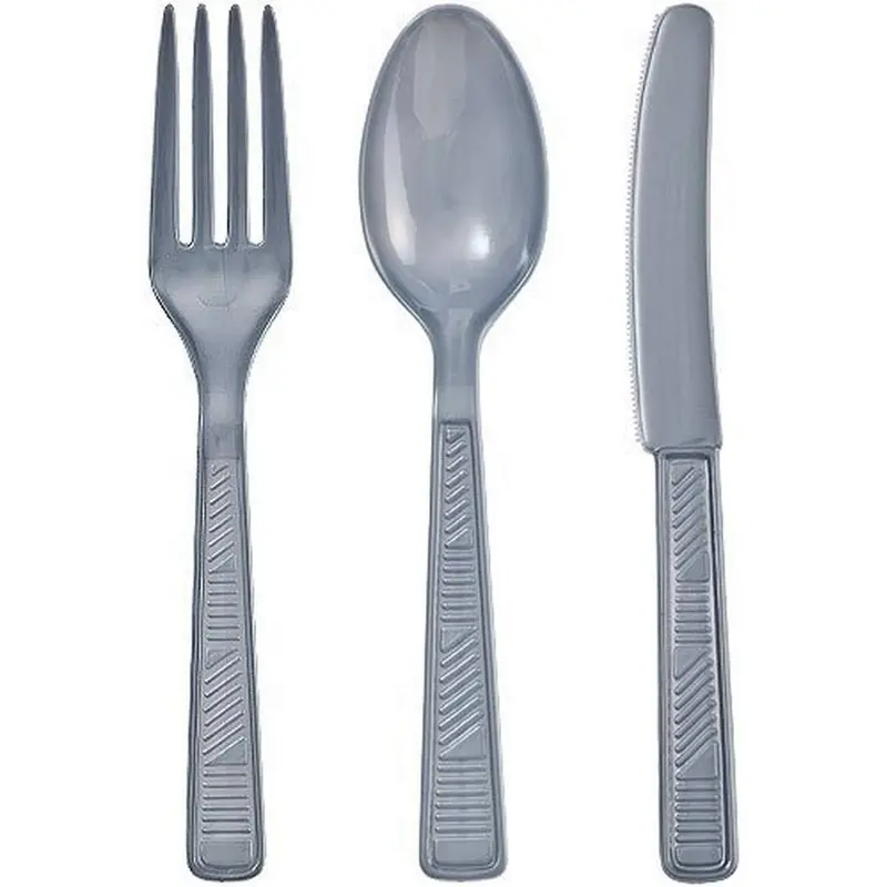 Silver-Tone Plastic Combo Cutlery Set 1