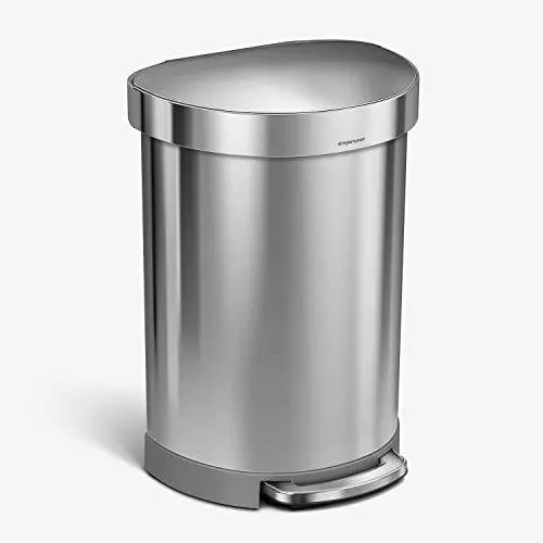 Simplehuman Semi-Round Hands-Free Step Trash Can – 60L Brushed Stainless Steel With Soft-Close Lid & Sensor Activation 1