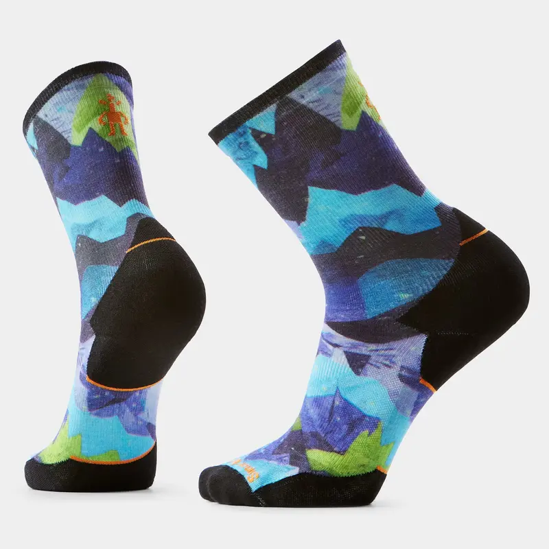 Smartwool Unisex Trail Run Summit Sector Print Crew Sock – Targeted Cushion 1