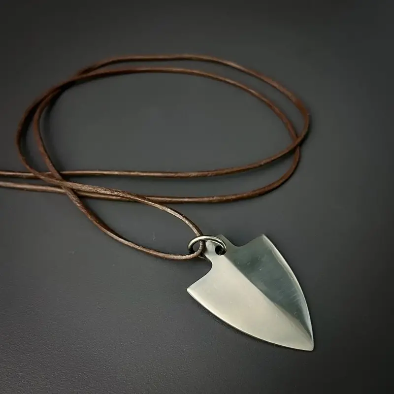 Smooth Steel Kite Shield Pendant 1