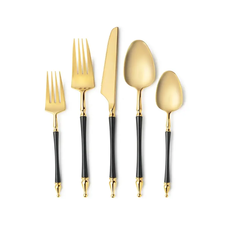Sophisticated Black & Gold Disposable Cutlery Set – 40-Piece 1