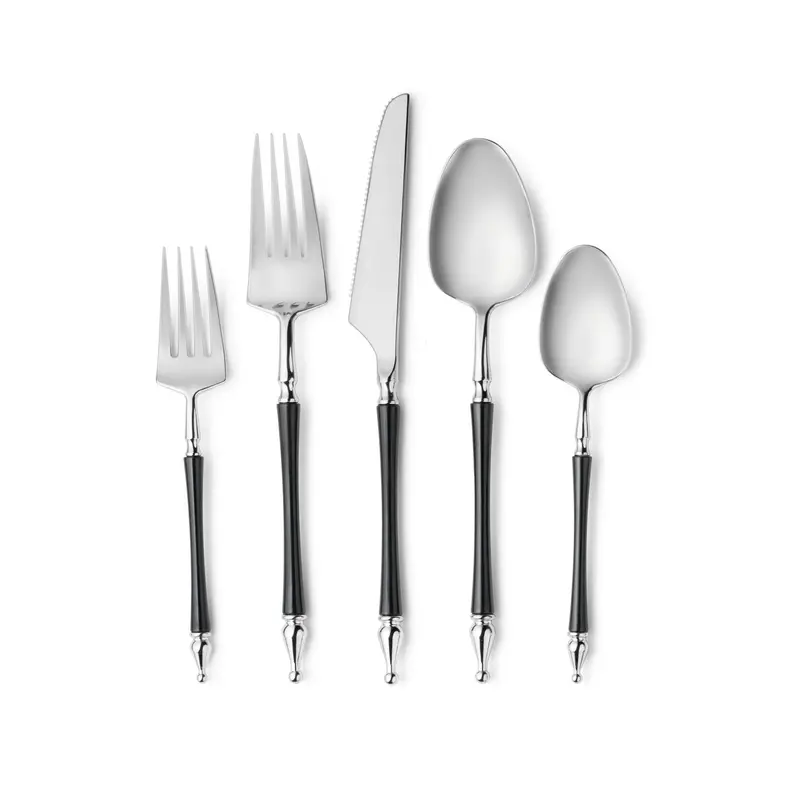 Sophisticated Black & Silver Disposable Cutlery Set – 40-Piece 1