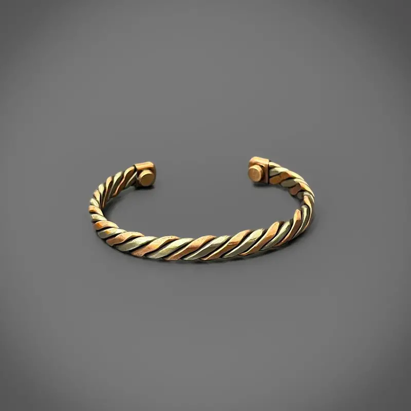 Spiral-Design Copper And Steel Cuff 1