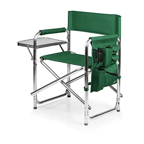 Sports-Style Portable Beach & Camp Chair With Integrated Side Table – Hunter Green, Adult-Sized 1