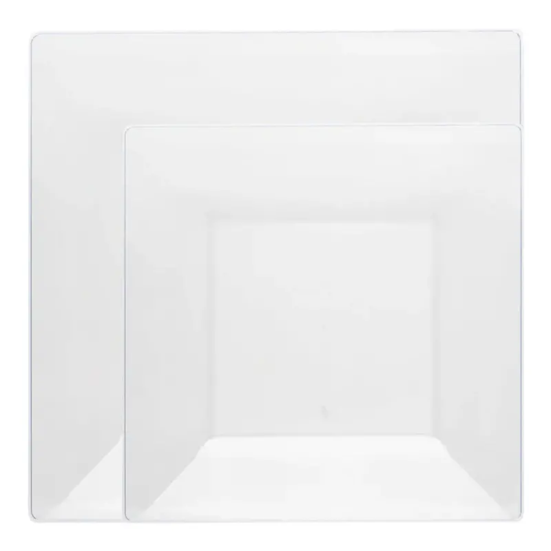 Square Clear 10.75-Inch And 8-Inch Plastic Dinner Plates – Lillian Collection 1