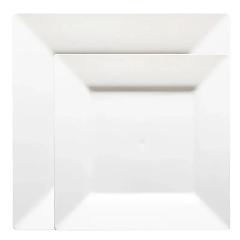 Square White 10.75-Inch And 8-Inch Plastic Dinner Plates – Lillian Collection 1