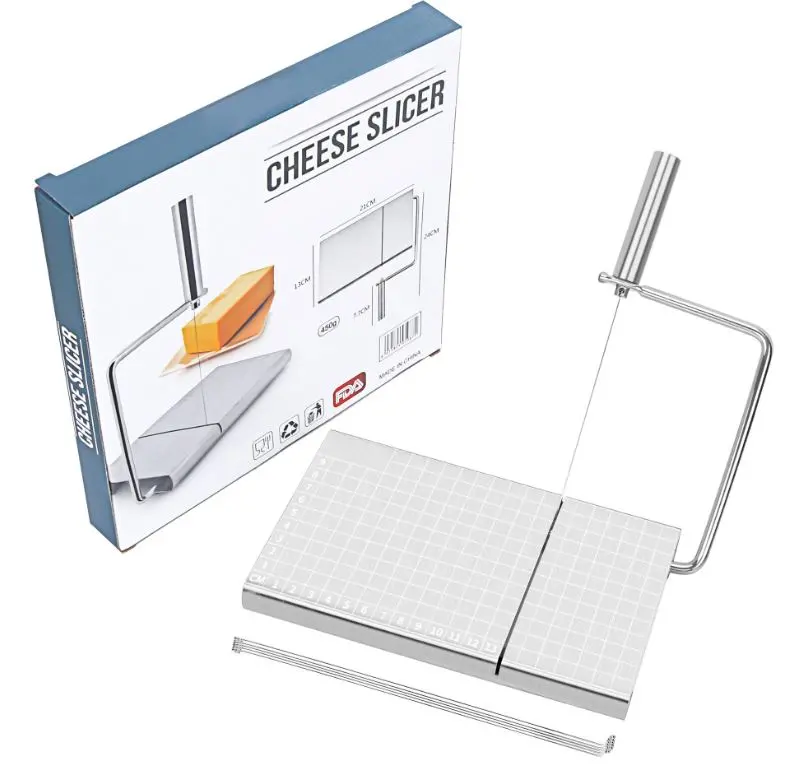 Stainless Steel Cheese Slicer With Adjustable Wire And Measuring Grid Board 1