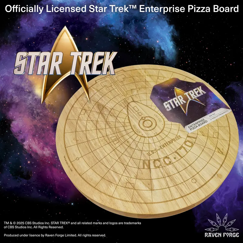 Star Trek Enterprise Themed Wooden Pizza Cutting Board 1