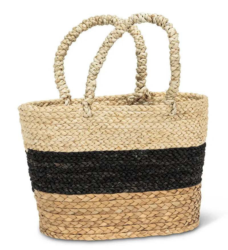Striped Canvas Market Tote – Stylish Reusable Grocery Carryall 1