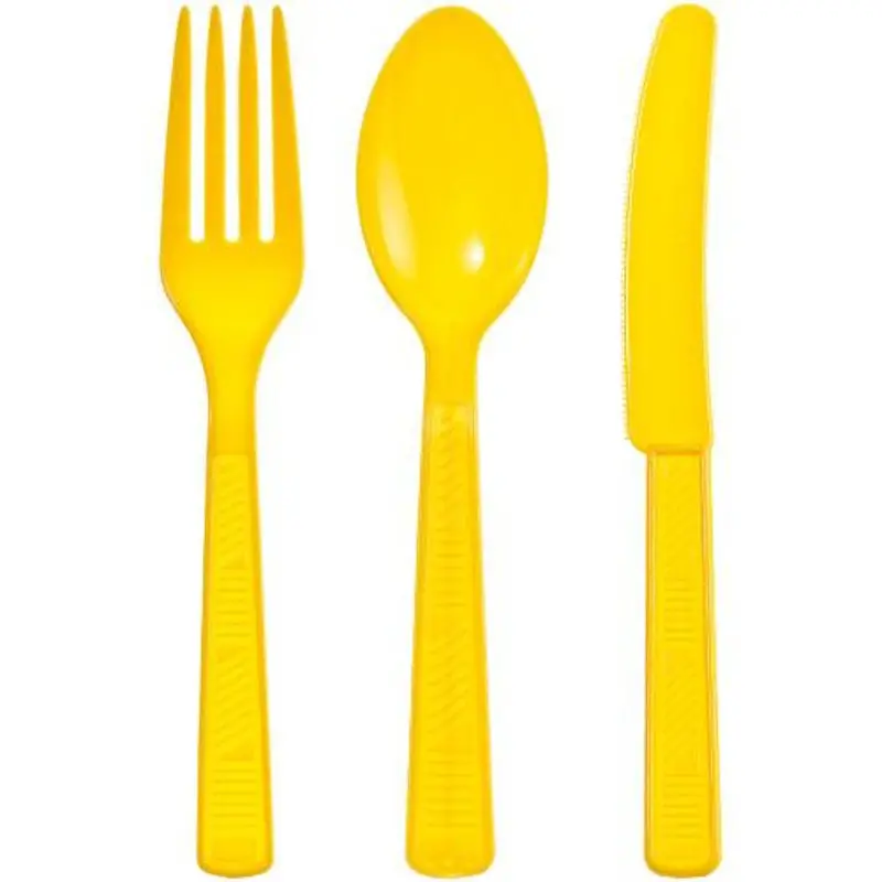Sunshine Yellow Disposable Cutlery Set 1
