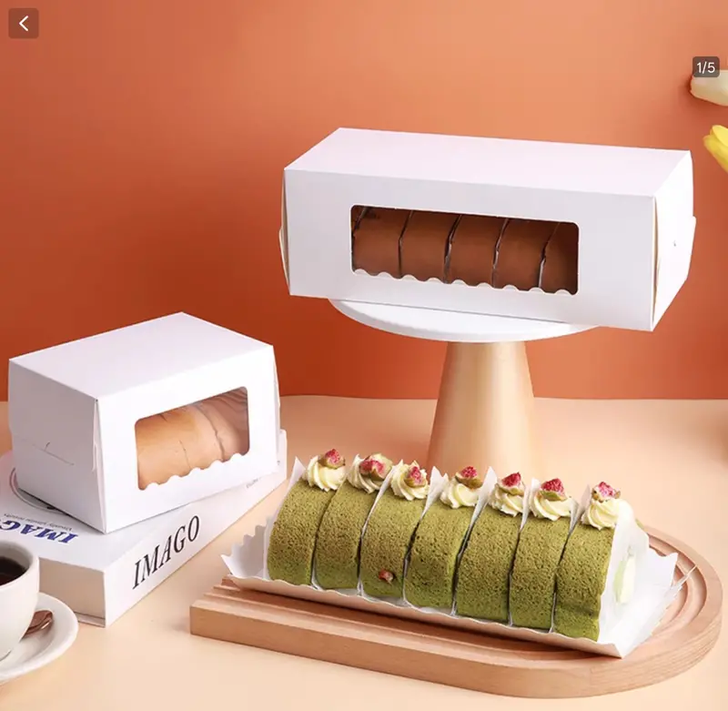 Swiss Roll Cake Box – Long Rectangular Log Cake Packaging In Elegant Paperboard 1