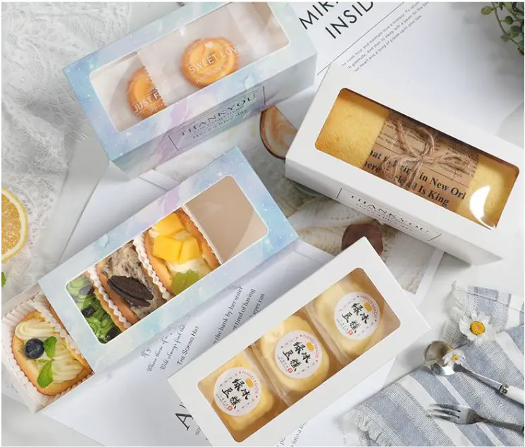 Swiss Roll Packaging Box Set – 10-Piece Log Cake Trays With Napkin Roll Compartments 1