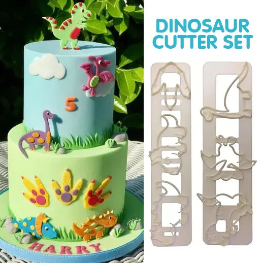 T-Rex Fondant Cutter Set – 2-Piece Dinosaur Cake Decorating Tool 1