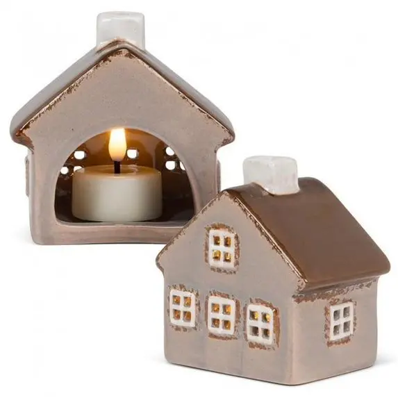 Tealight Holder – Mini House Candle Vessel With Window Details 1