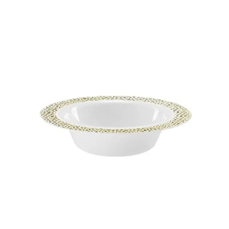 Textured 5 Oz Gold-Rimmed Plastic Dessert Bowl 1