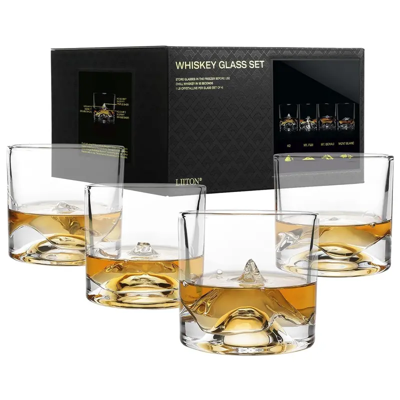 The Peaks Crystal Bourbon Glass Set – 4-Piece Collection By Liiton 1