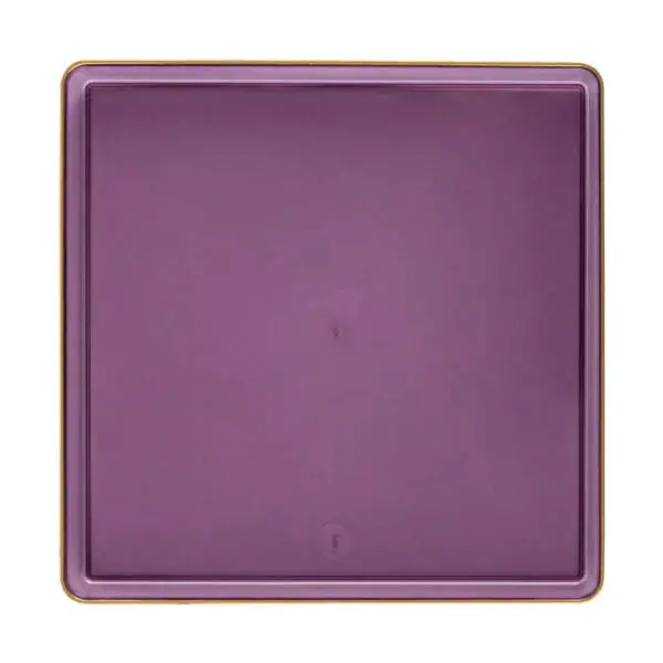 Transparent Amethyst Purple 10.75" Square Dinner Plate With Gold Rim – Edge Series 1