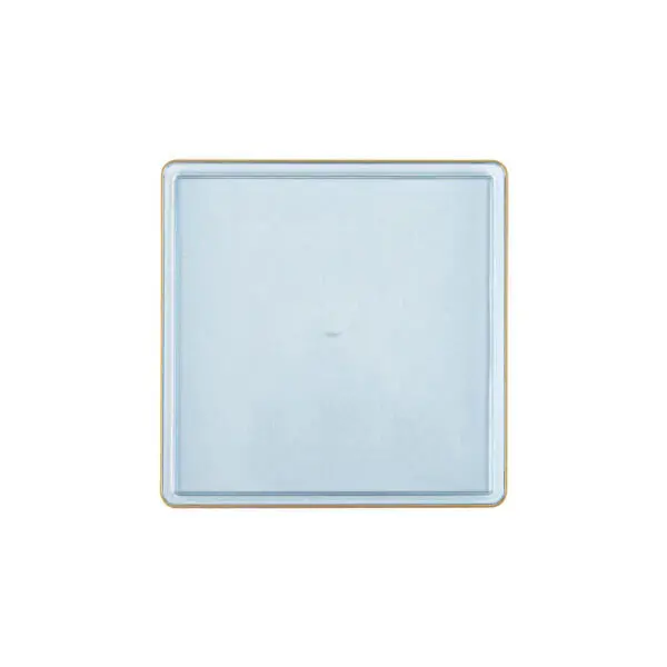 Transparent Blue Square Dessert Plates – 7.75" Gold-Rimmed Plastic 1
