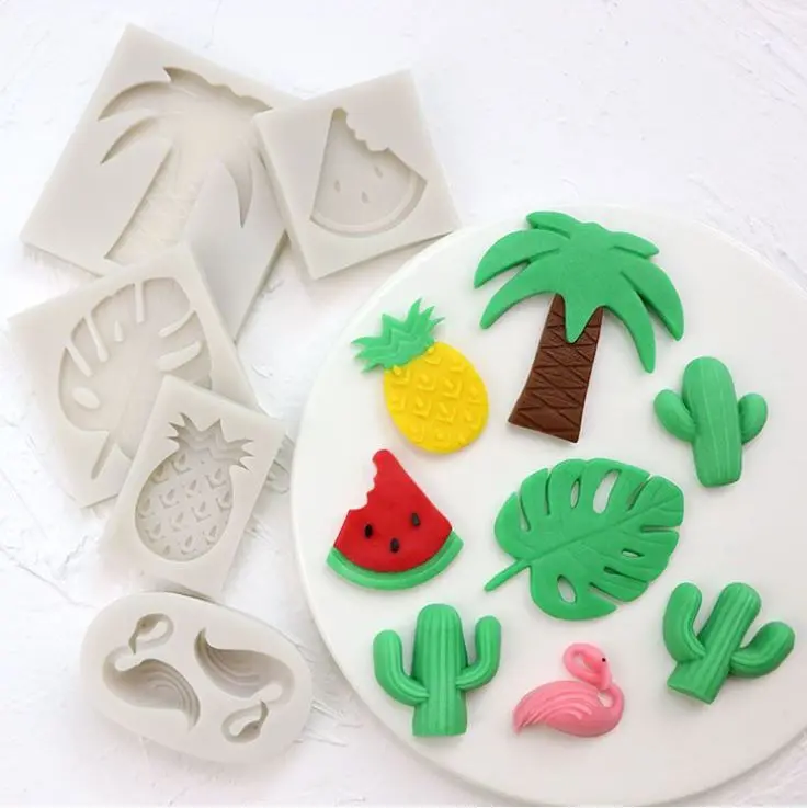 Tropical Silicone Mold Featuring Flamingo, Pineapple, Monstera Leaf, And Aloha Motifs 1