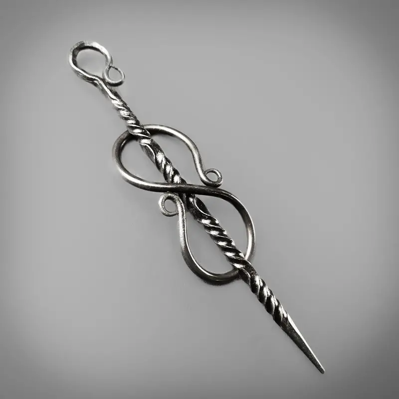 Twisted Forged Hairpin – Viking-Style Ornamental Hair Accessory 1