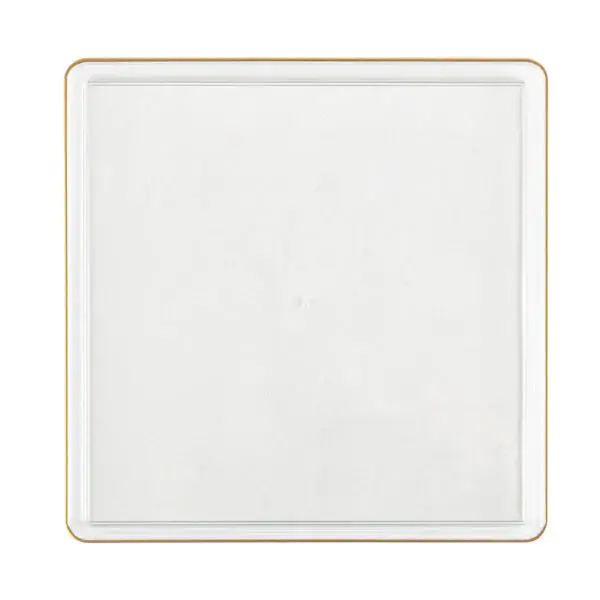 Ultra-Clear 10.75" Square Dinner Plate With Gold Rim – Edge Series 1