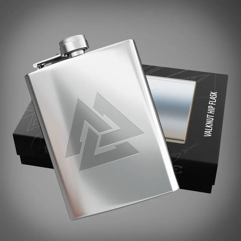 Valknut Symbolic Stainless Steel Hip Flask 1