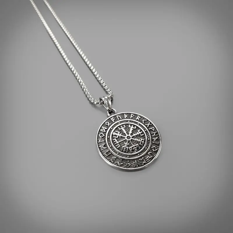 Vegvísir Compass Medallion – Norse Wayfinder Symbol 1