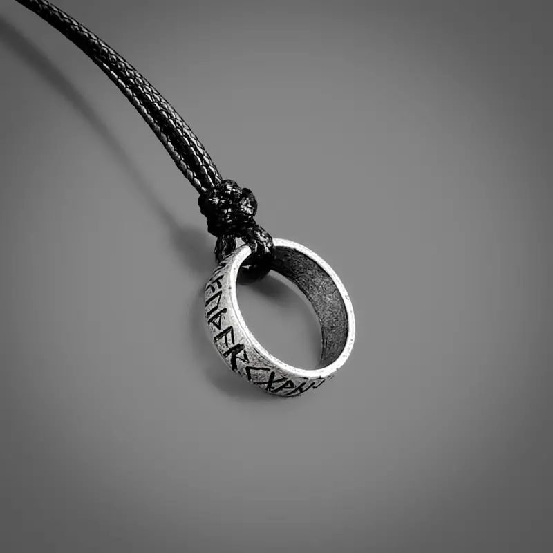 Vegvisir Rune Ring Pendant – Norse Compass Symbol In Oxidized Silver 1