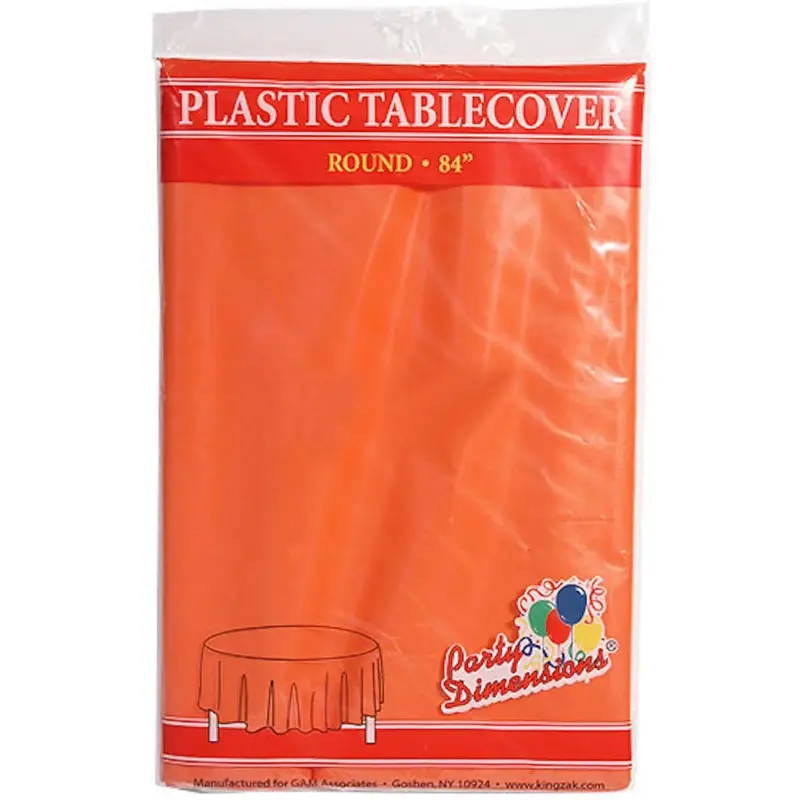 Vibrant Orange Round Waterproof Tablecloth – 84" Diameter, Premium Disposable 1