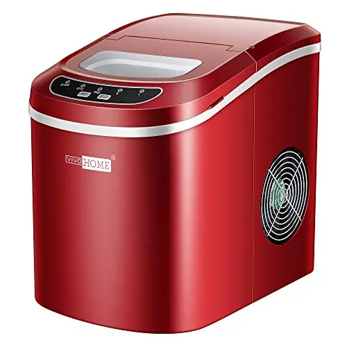Vivohome Compact Countertop Ice Maker – 26 Lbs/Day Output, Self-Cleaning, Red Portable Unit With Scoop 1