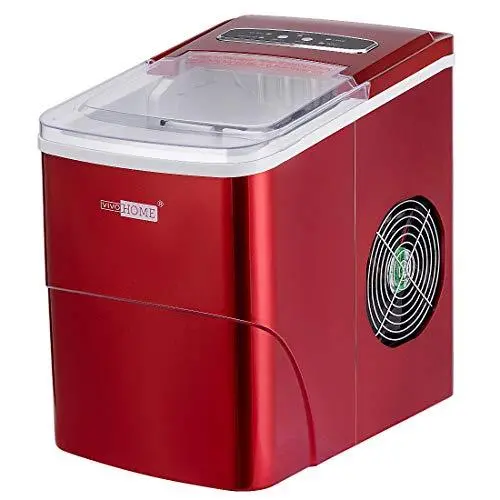 Vivohome Red Countertop Ice Maker – Automatic 26 Lb/Day Output, Visible Ice Window, Compact Portable Design 1