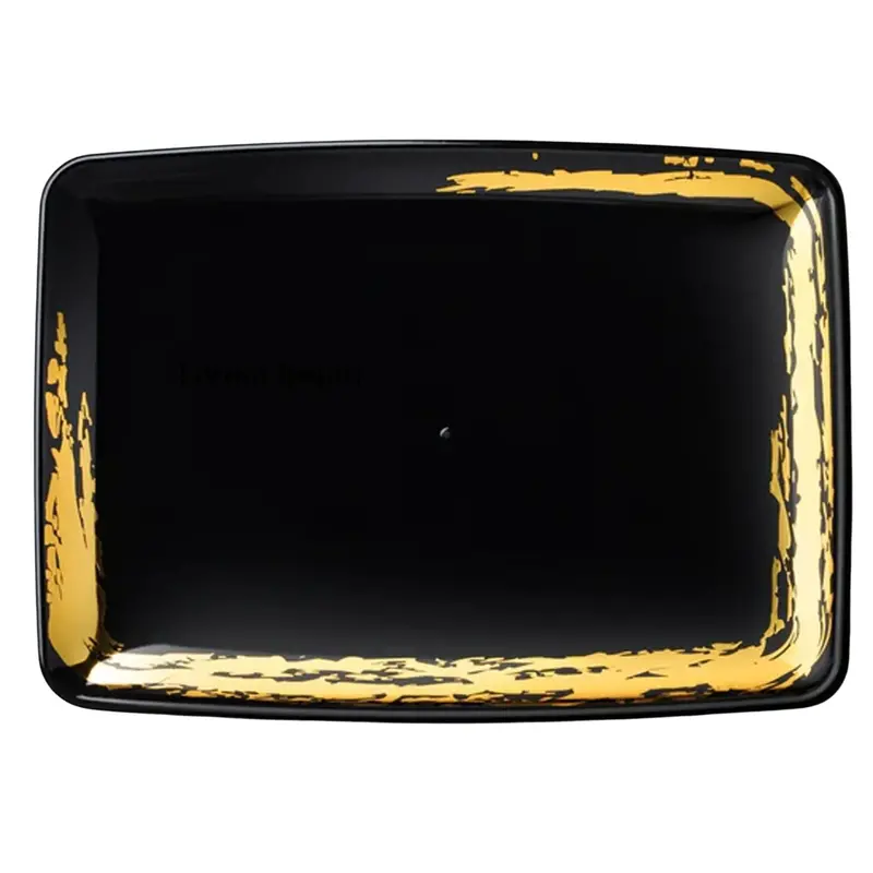 Whisk Black Rectangular Serving Tray – 8" X 11", Gold Accent Border (2-Pack) 1