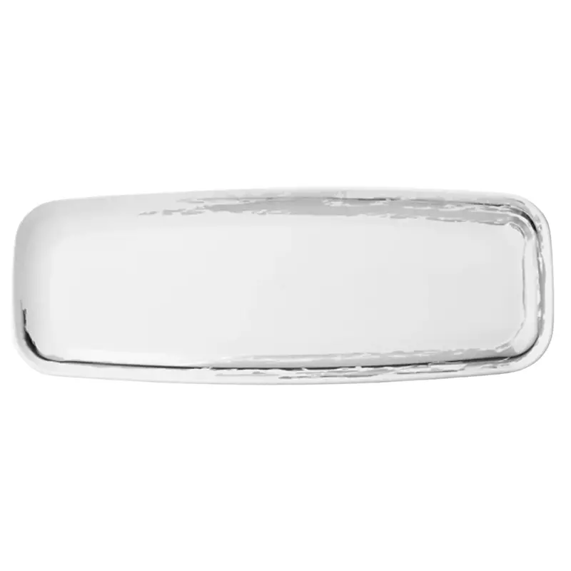 Whisk Oval Disposable Serving Tray – 6.5" X 17.5", White With Silver Detailing (2-Pack) 1