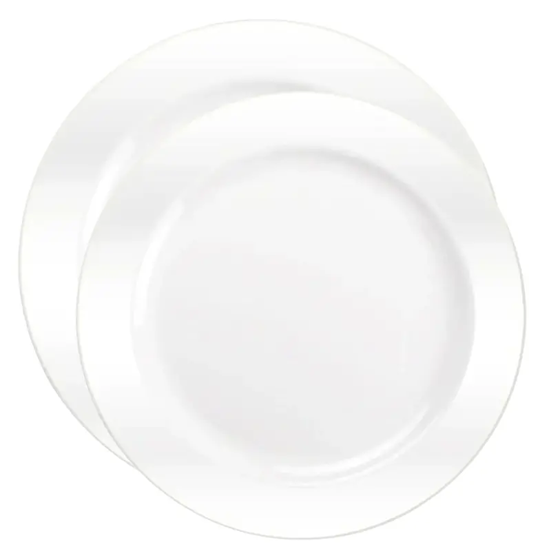 White 10.25-Inch And 9-Inch Heavy-Duty Plastic Dinner Plates – Magnificence Series 1
