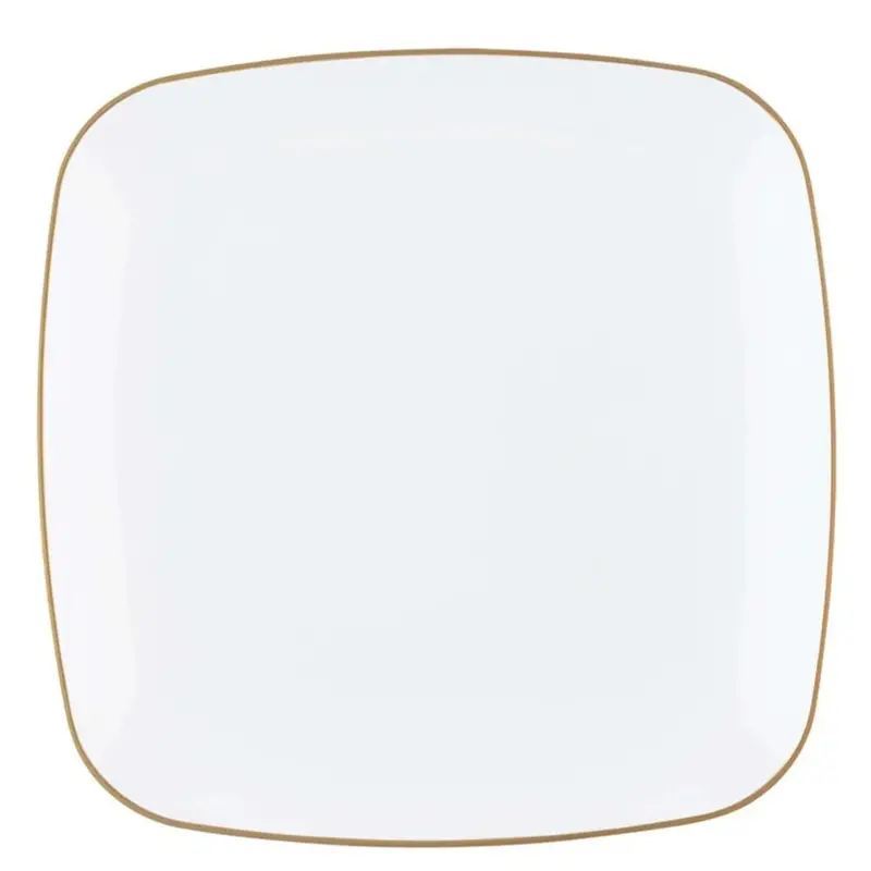 White & Gold 10-Inch Square Disposable Dinner Plate 1