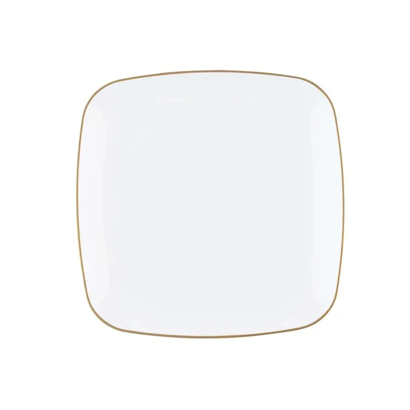 White & Gold 7.25-Inch Square Disposable Dessert Plate 1