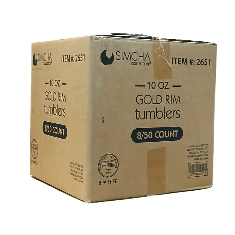 Wholesale 10-Ounce Gold-Rimmed Plastic Tumblers – Elegant Design (400 Per Case) 1