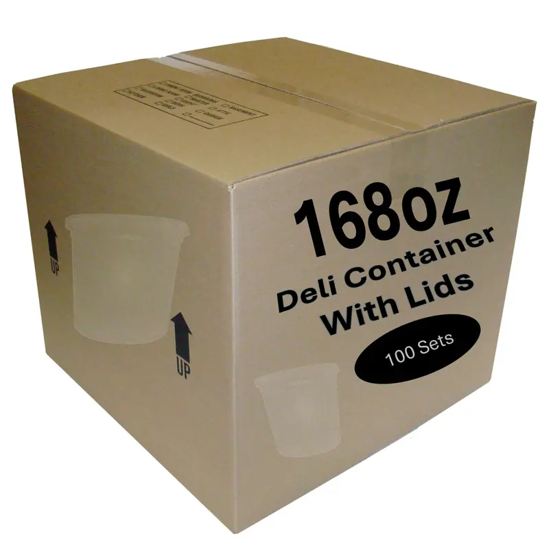 Wholesale 168-Ounce Deli Containers With Lids – 100-Count Heavy-Duty Plastic Case 1