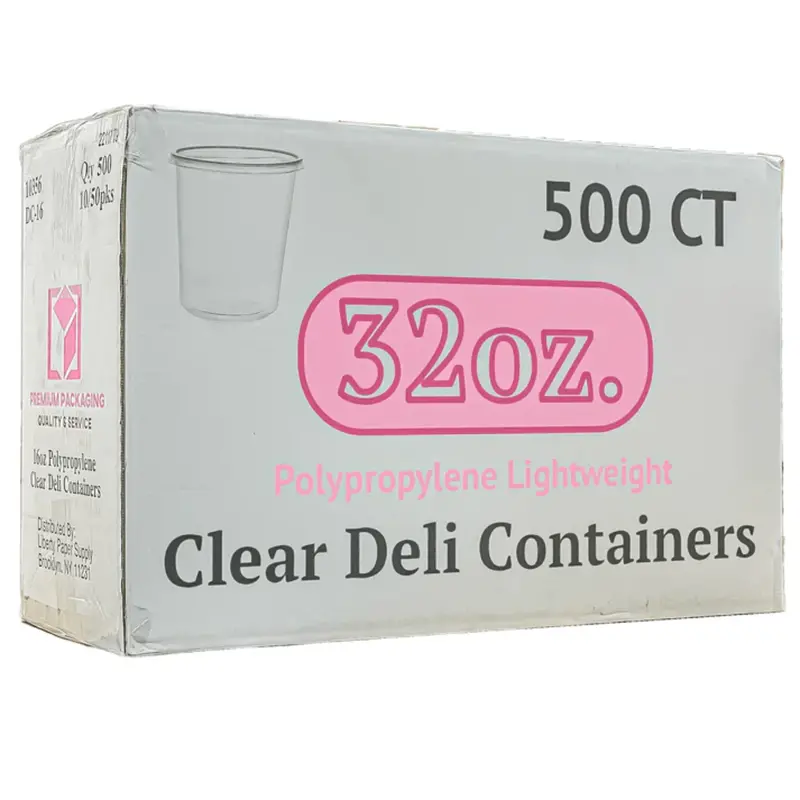 Wholesale 32 Oz Lightweight Disposable Deli Containers With Lids – 500 Per Case 1