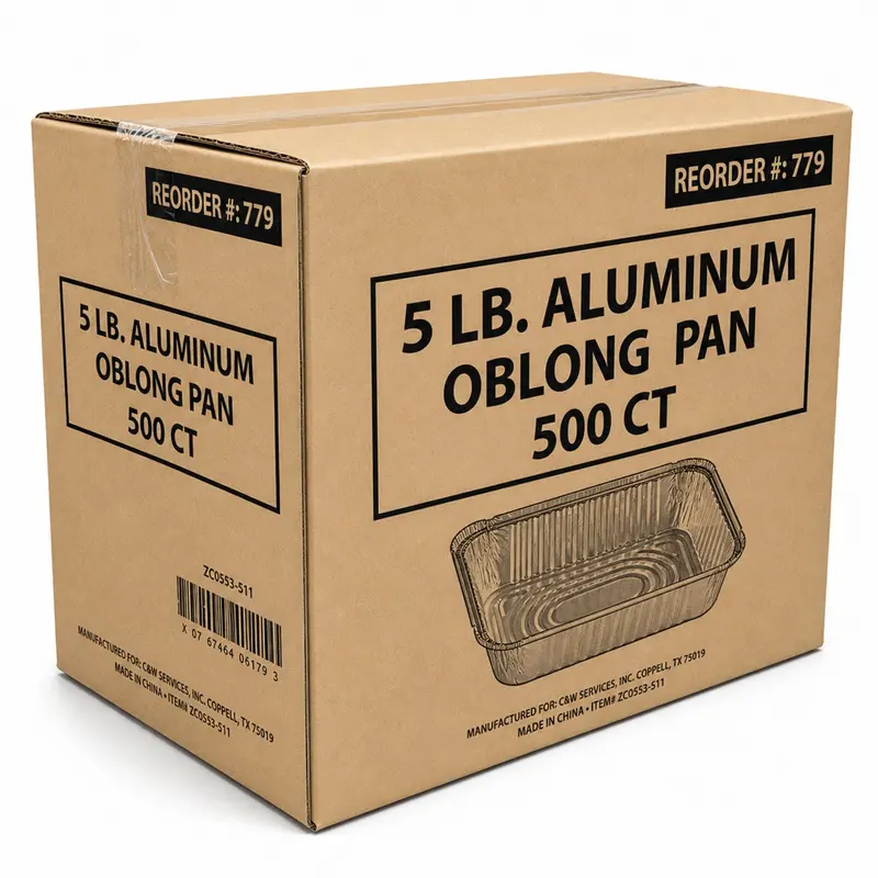 Wholesale 5 Lb Disposable Aluminum Oblong Pans (9.5" × 7"), 500 Per Case 1