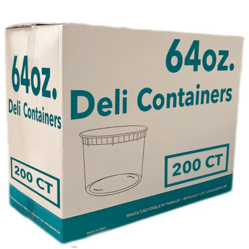 Wholesale 64 Oz Sturdy Plastic Deli Containers With Secure Lids (200 Per Case) 1