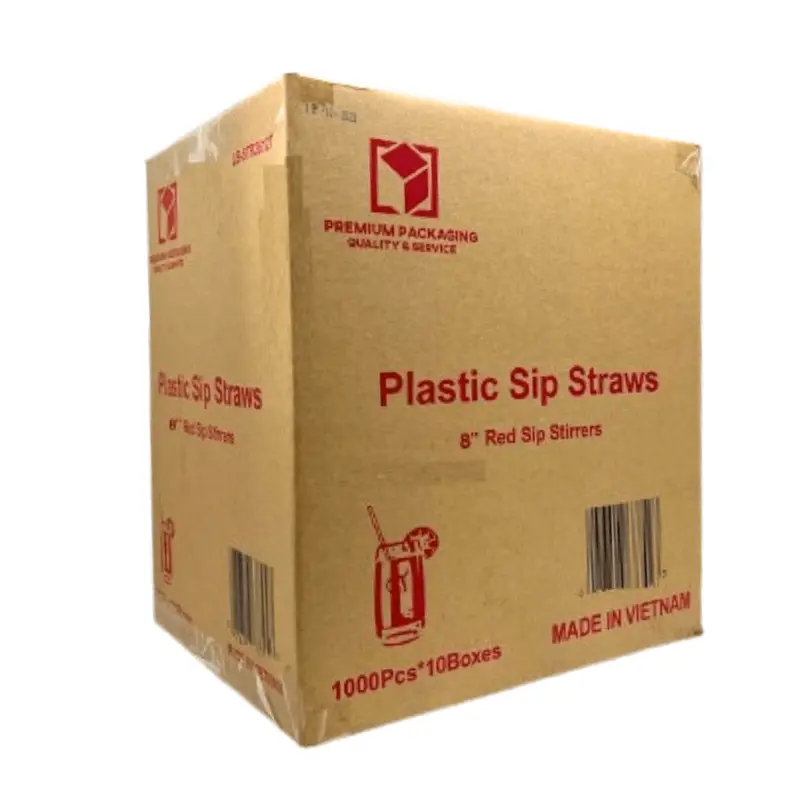 Wholesale 7.5-Inch Red Heavy-Duty Plastic Coffee Stirrer Straws – 1000 Per Case 1